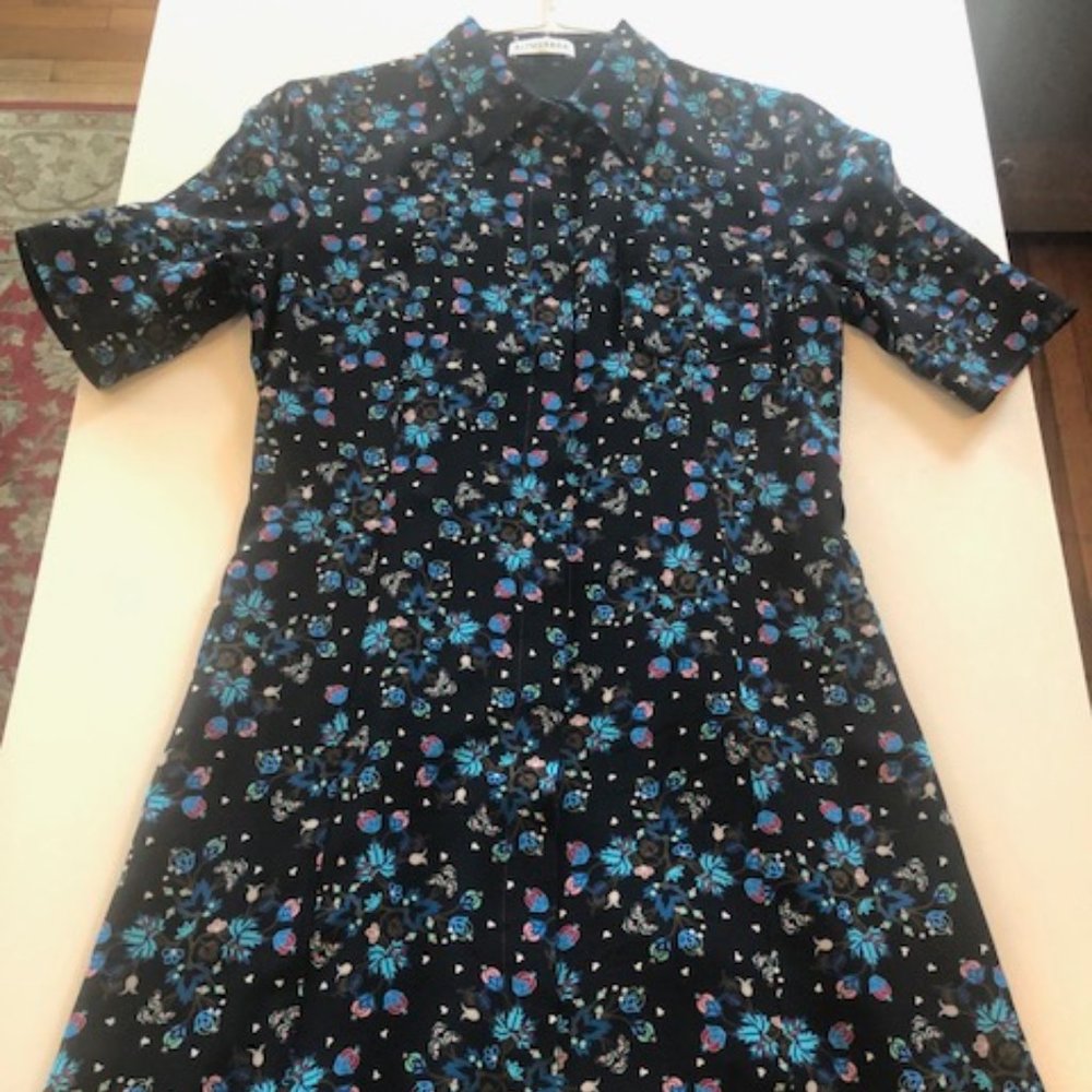 Altuzarra Short Sleeve Floral Print Silk Dress